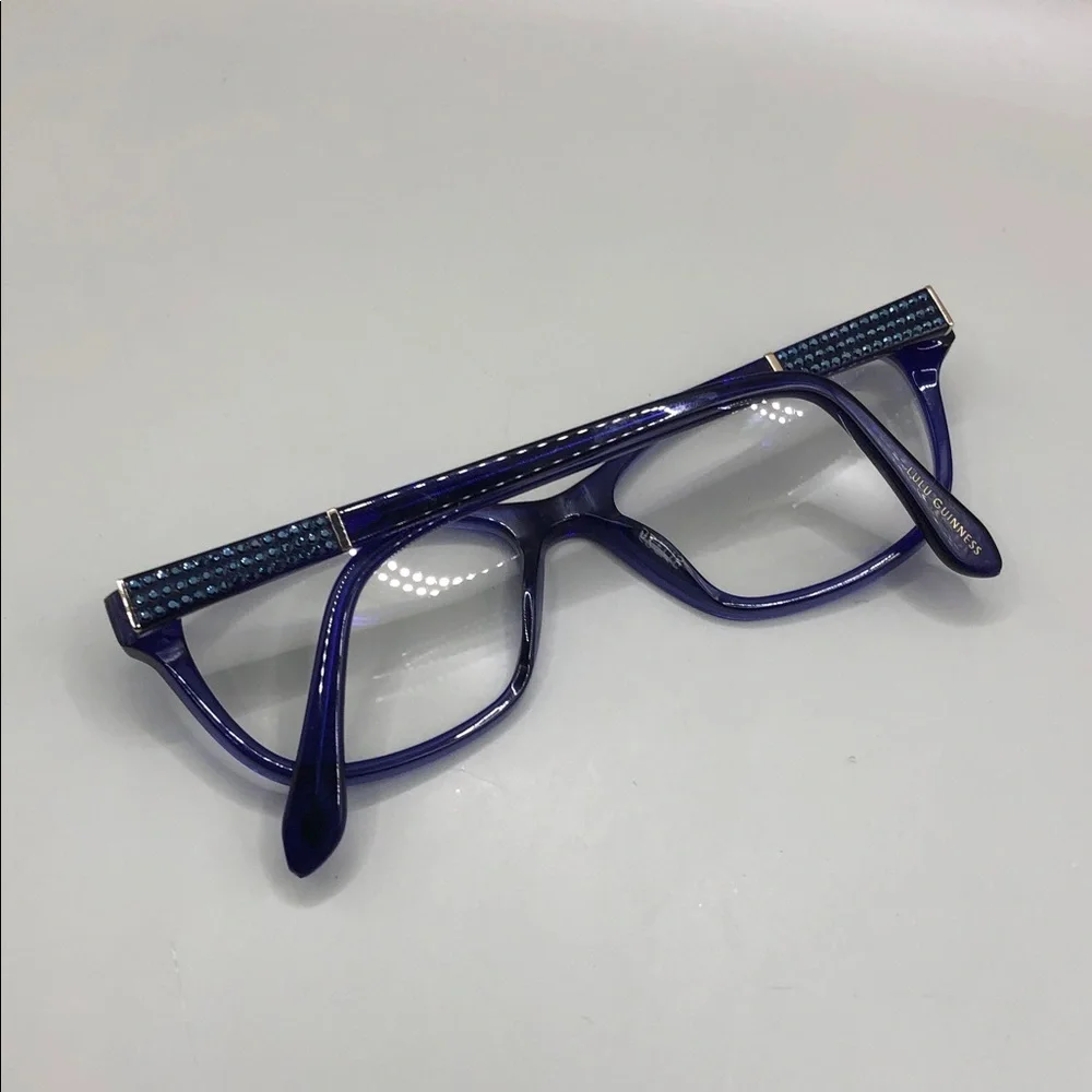 Lulu Guinness L886 Glasses FRAMES Indigo Blue w Crystals 52-15-135 Cat Eye